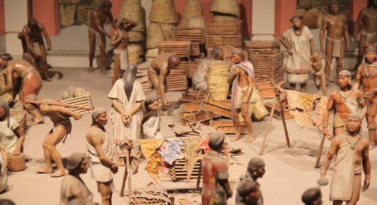 Museales Diorama des Marktes von Tlatelolco